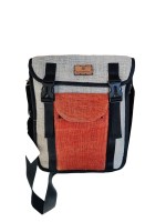 Sacoche explorateur toile 100 pour cent chanvre Orange et Naturel - Le Canebier en Provence